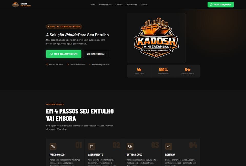 Site Kadosh Mini Caçambas